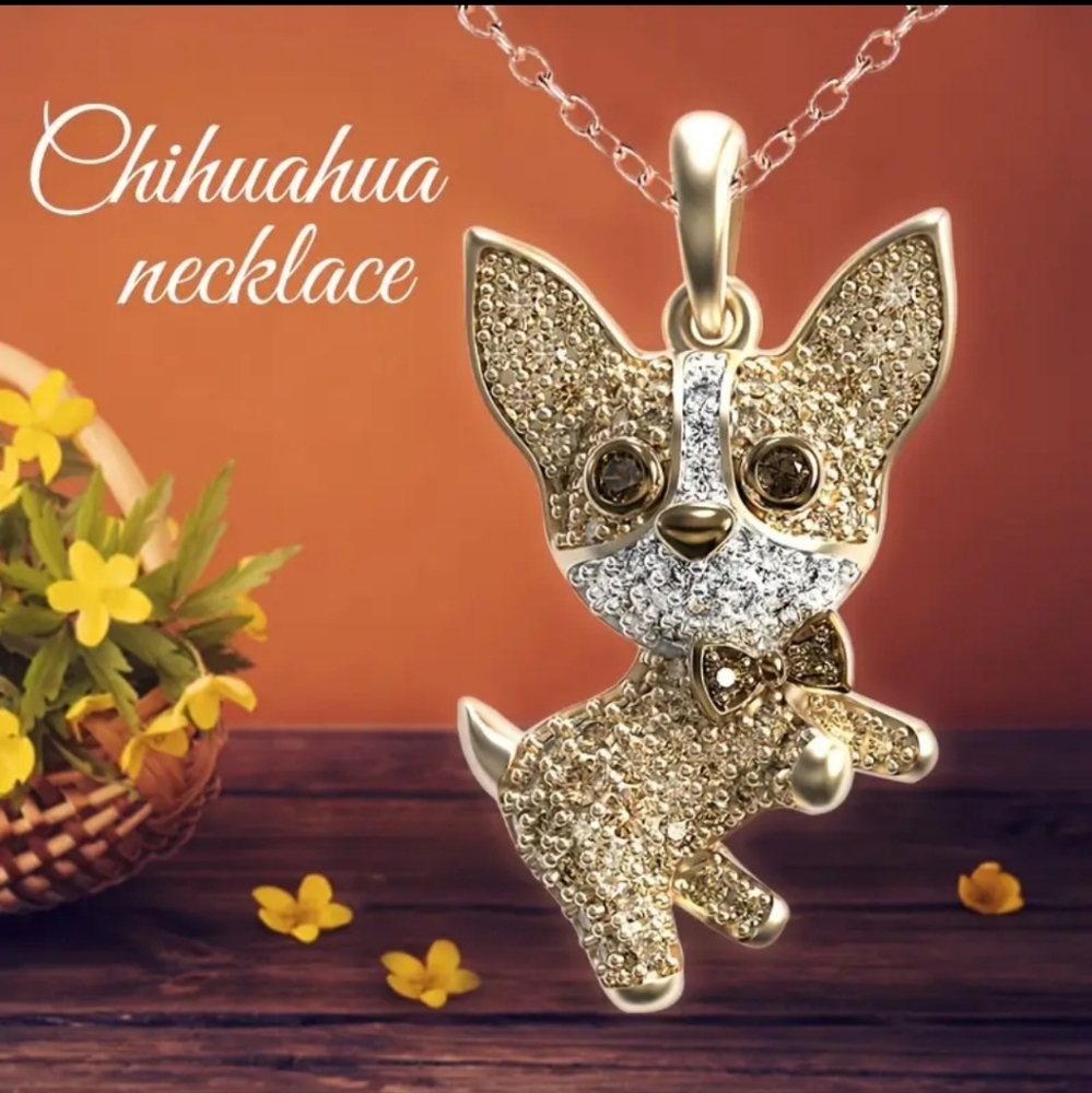 NEW! Rhinestone Chihuahua Keychain/Bag 👜🎒 Charm & Jewelry Pendant 📿~🎁 🐾 🐕